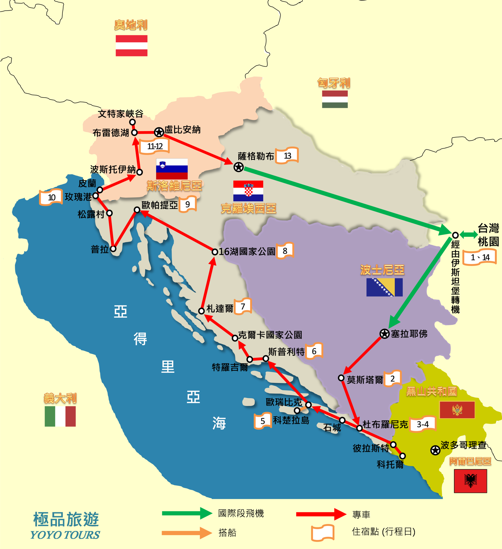 克羅埃西亞(B)行程地圖